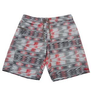Patagonia Board Shorts Mens 38 Gray Red Nylon Swimming Travel Outdoor Beach